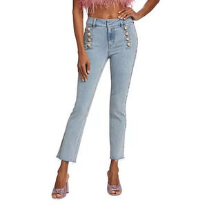 Generation Love Justine Jeans Button Fray Hem Ankle Denim Blue Size 28 NEW
